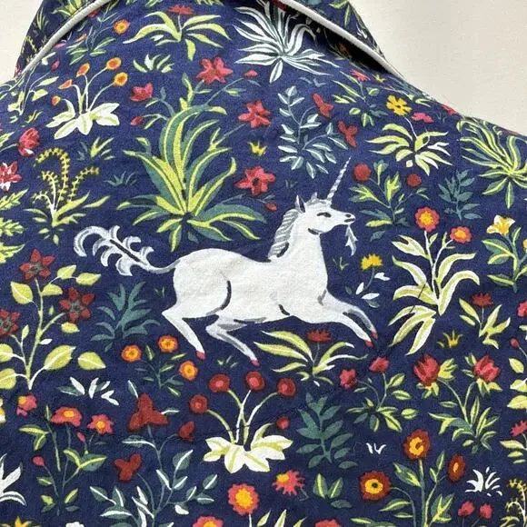 Printfresh Unicorn Garden Print Short Sleeve Organic Cotton Pajama Set Size S - Picture 8 of 15